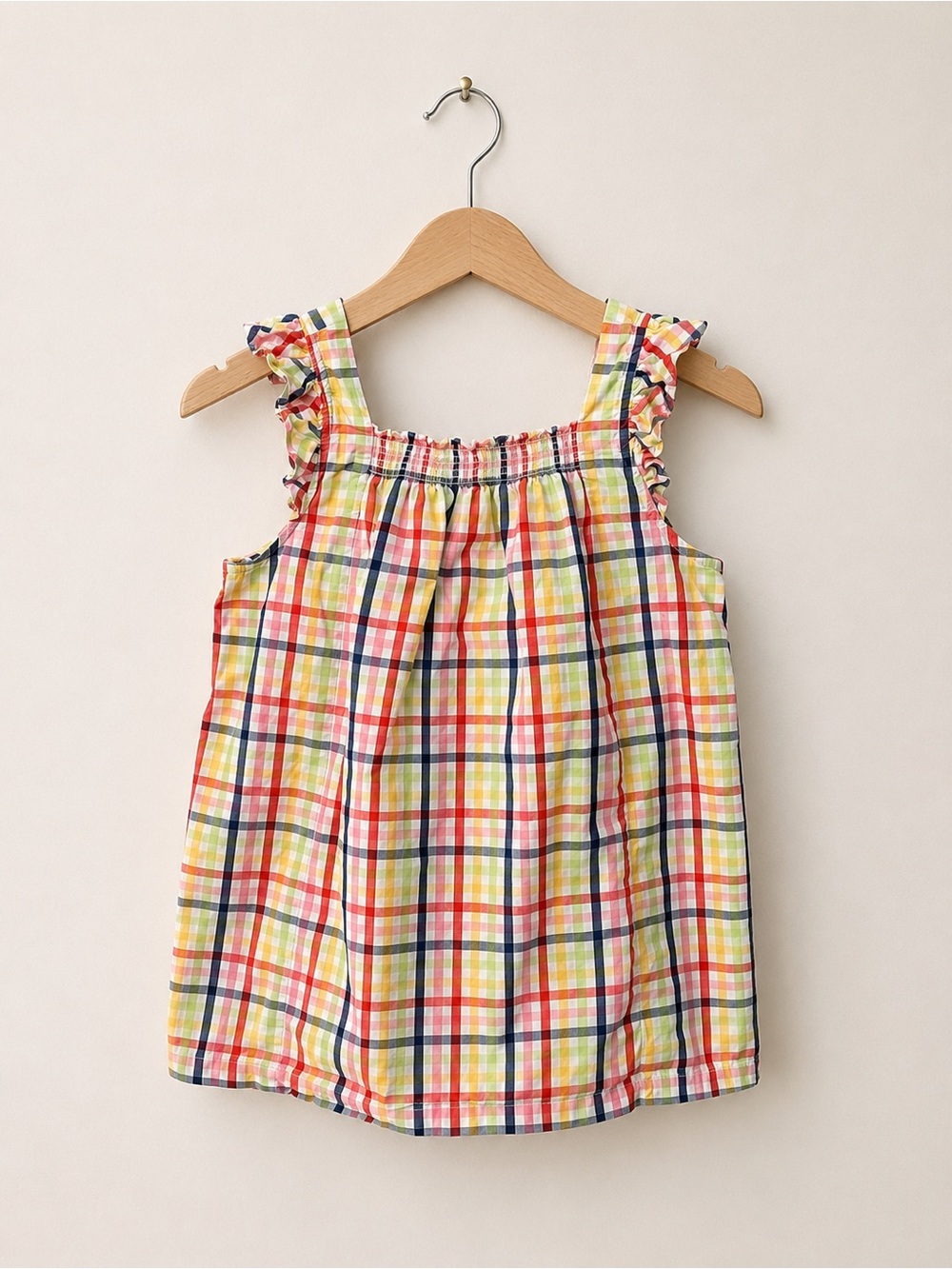 Hanna Andersson Plaid Ruffle Top Size 130 (8) | 100% Cotton